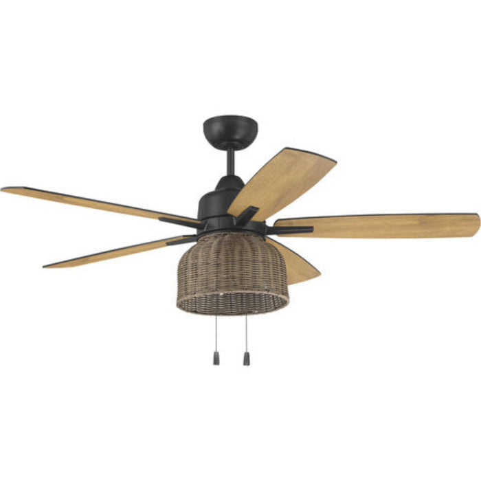 Craftmade Woven 52 inch Flat Black Pecan Ceiling Fan with Reversible Flat Black Blades