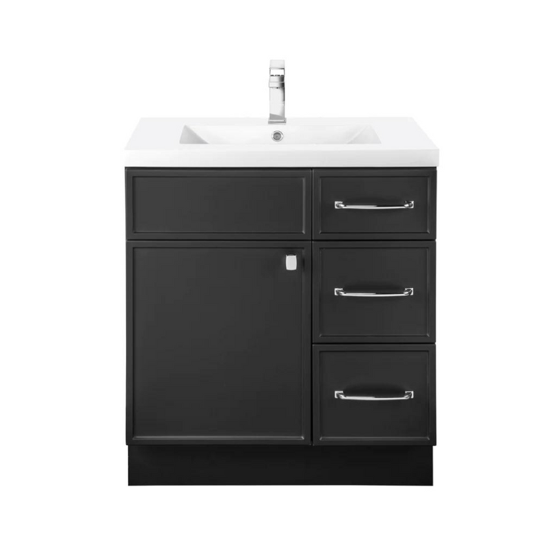 Cutler Manhattan 30” Black Single Sink Freestanding Bathroom Vanity MANBLK30RHT
