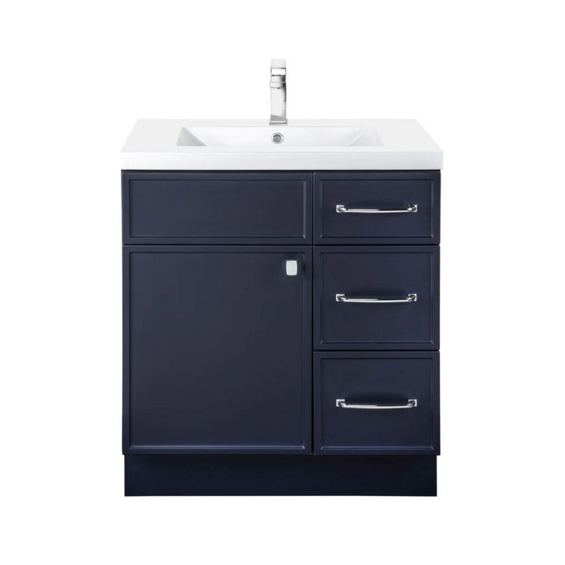 Cutler Manhattan 30” Blue Single Sink Freestanding Bathroom Vanity MANBLU30RHT