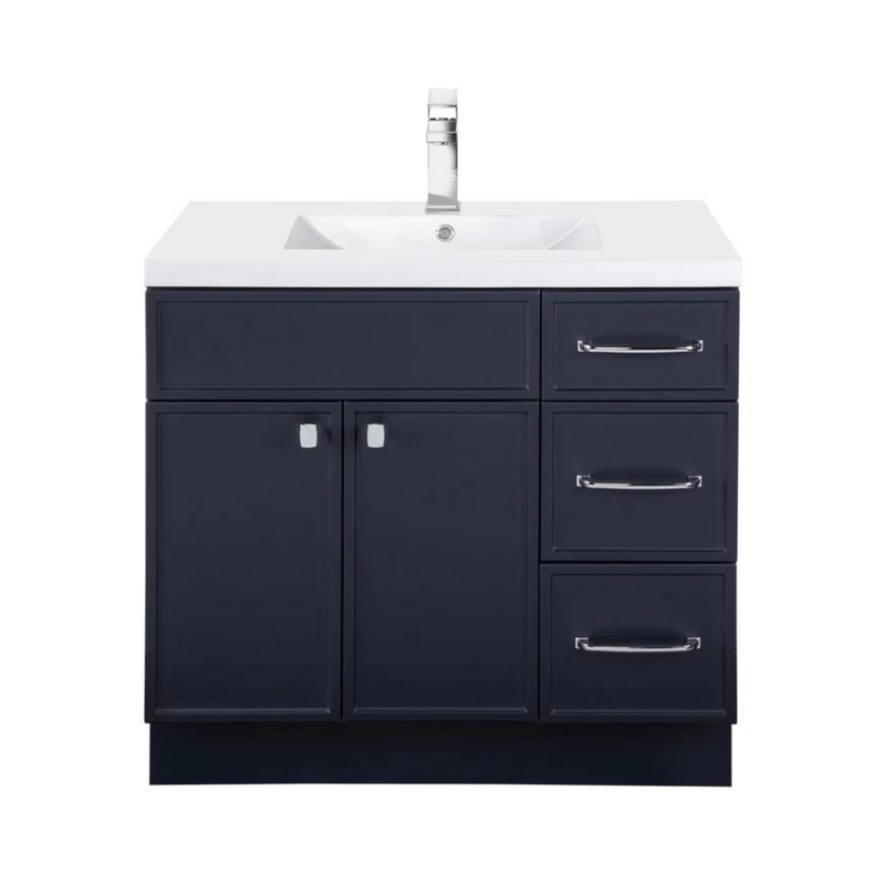 Cutler Manhattan 36” Blue Single Sink Freestanding Bathroom Vanity MANBLU36RHT