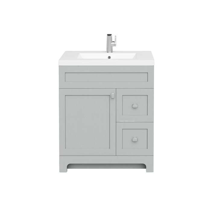 Cutler Daisy 30" Freestanding Cultured Marple Top Bathroom Vanity with Modern Shaker Doors