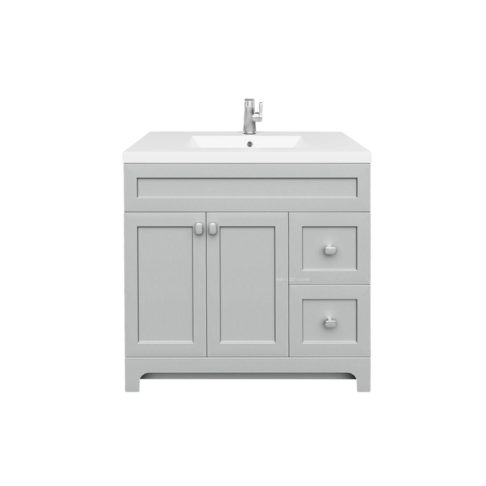 Cutler Daisy 36" Freestanding Cultured Marple Top Bathroom Vanity with Modern Shaker Doors