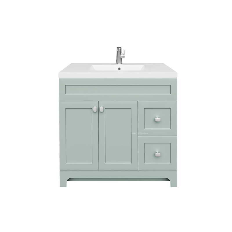 Cutler Daisy 36" Freestanding Cultured Marple Top Bathroom Vanity with Modern Shaker Doors