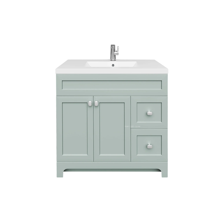 Cutler Daisy 36" Freestanding Cultured Marple Top Bathroom Vanity with Modern Shaker Doors