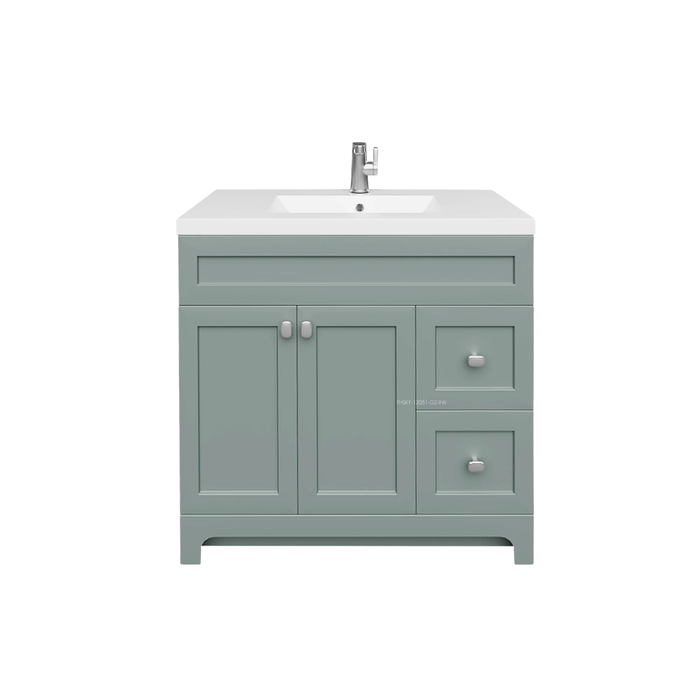 Cutler Daisy 36" Freestanding Cultured Marple Top Bathroom Vanity with Modern Shaker Doors