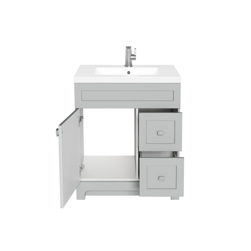 Cutler Daisy 30" Freestanding Cultured Marple Top Bathroom Vanity with Modern Shaker Doors