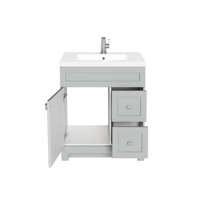 Cutler Daisy 30" Freestanding Cultured Marple Top Bathroom Vanity with Modern Shaker Doors