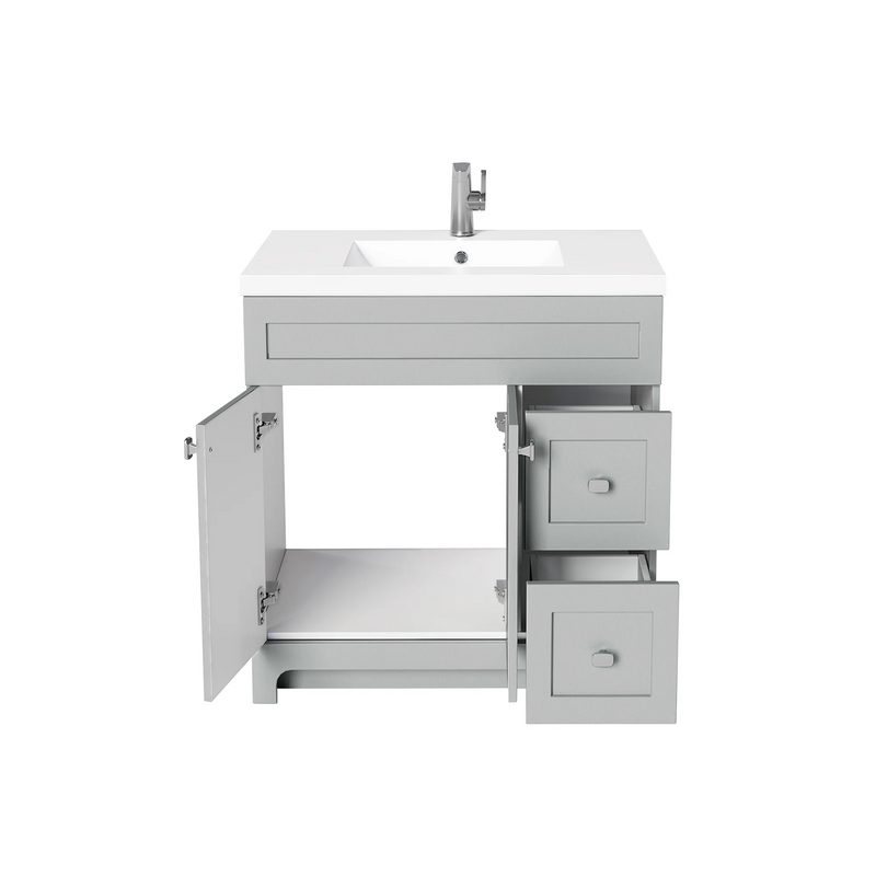 Cutler Daisy 36" Freestanding Cultured Marple Top Bathroom Vanity with Modern Shaker Doors
