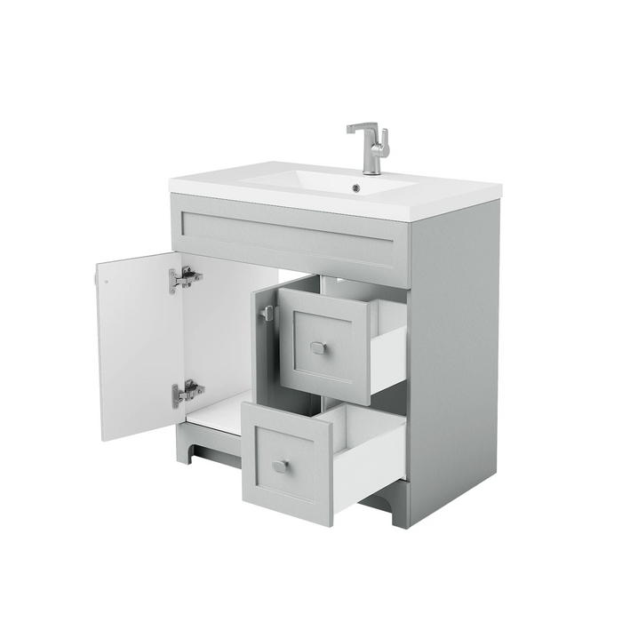 Cutler Daisy 36" Freestanding Cultured Marple Top Bathroom Vanity with Modern Shaker Doors