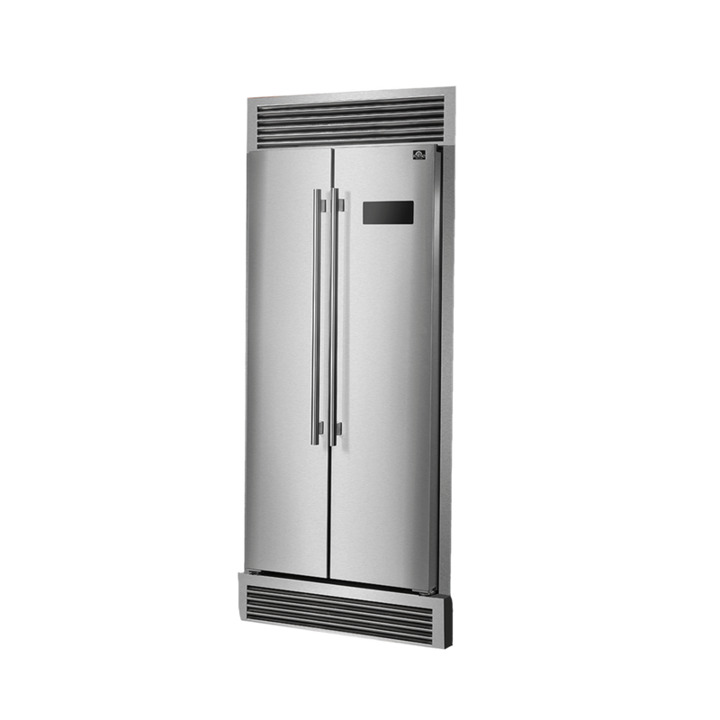 Forno SALERNO 33" Side-by-side 15.6 cu.ft. Stainless Steel Refrigerator with Grill Trim - FFRBI1805-37SG