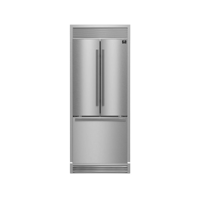 Forno GALLIPOLI 30" French Door 17.5 cu.ft. Stainless Steel Refrigerator with Grill Trim Kit - FFFFD1974-35SG