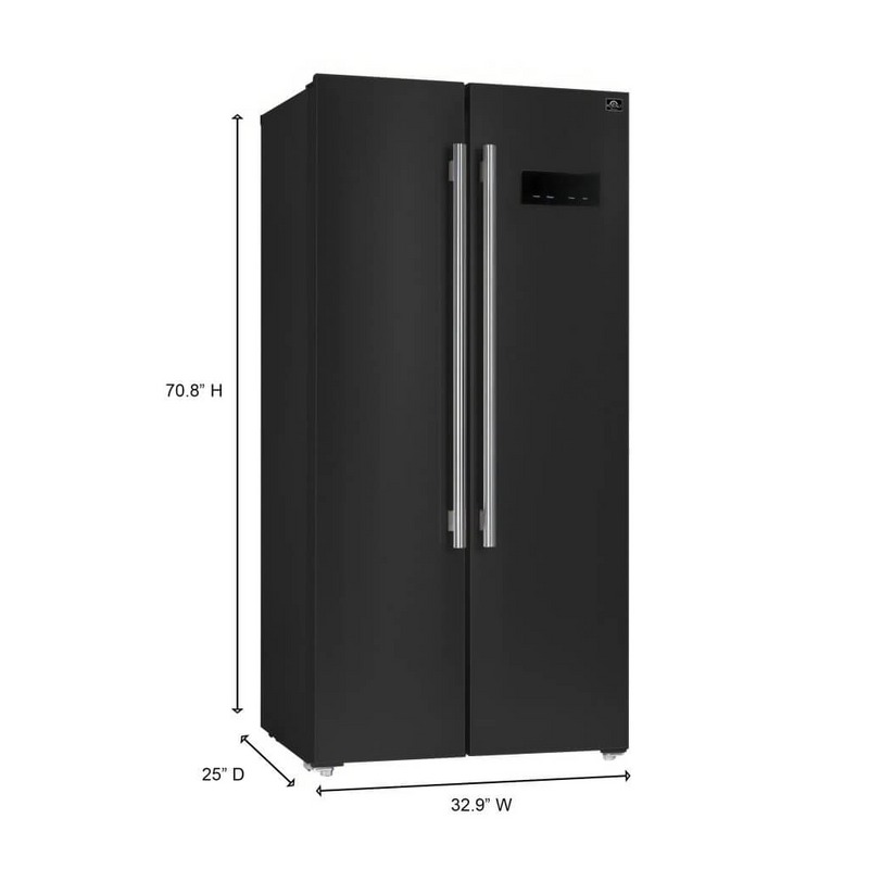 Forno SALERNO 33" Side-by-Side 15.6 cu.ft. Black Refrigerator - FFRBI1805-33BLK