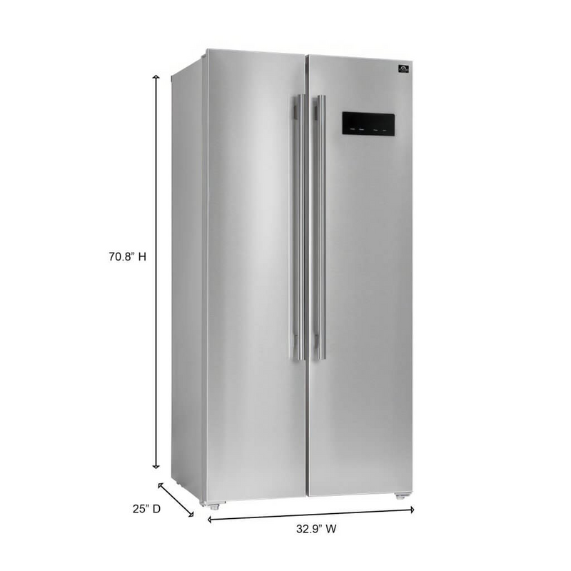 Forno SALERNO 33" Side-by-side 15.6 cu.ft. Stainless Steel Refrigerator - FFRBI1805-33SB