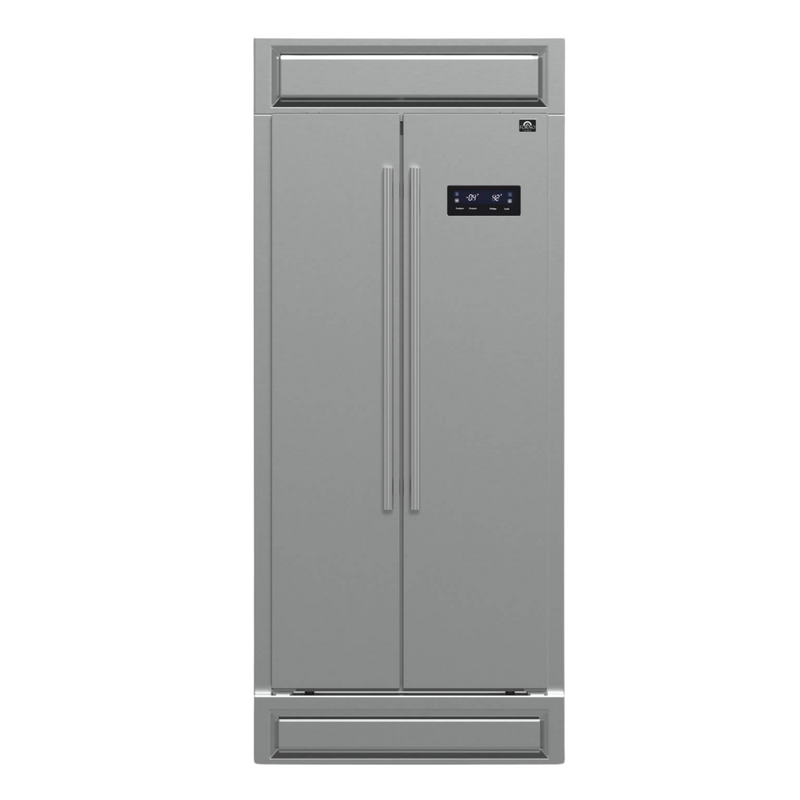 Forno SALERNO 33" Built-in 15.6 cu.ft. Stainless Steel Refrigerator with Modern Grill Trim - FFRBI1805-37MG