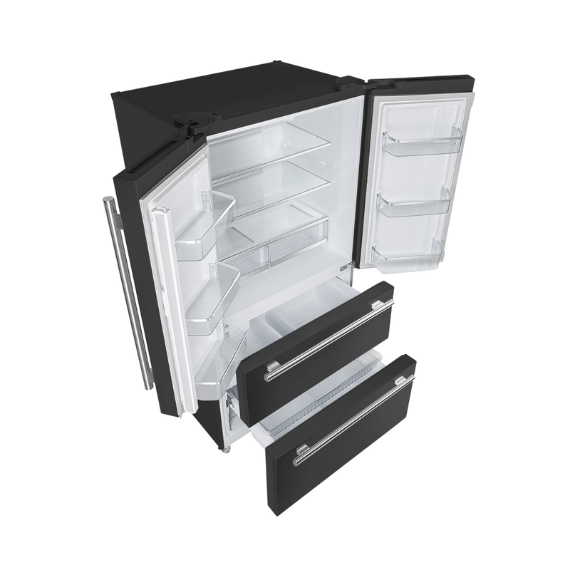 Forno MOENA 36" French Door 19.2 cu.ft. Black Refrigerator - FFRBI1820-36BLK