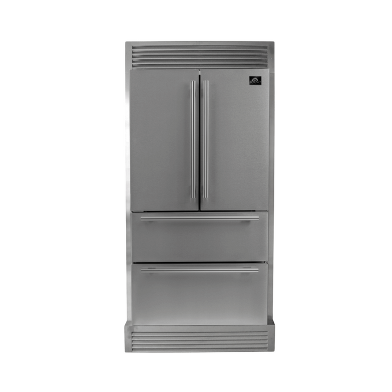 Forno MOENA 36" French Door 19.2 cu.ft. Stainless Steel Refrigerator with Grill Trim - FFRBI1820-40SG