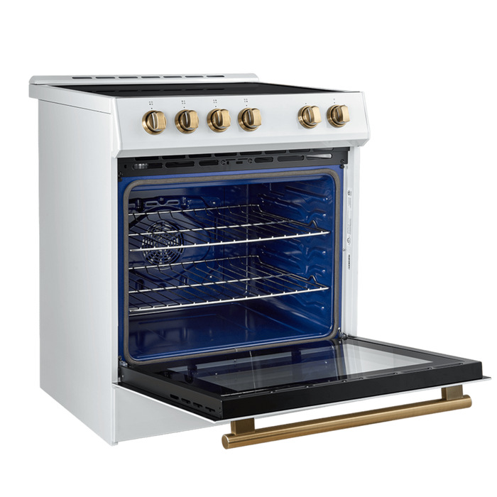 Forno LEONARDO Espresso 30" Electric Induction Range in White - FFSIN0982-30WHT