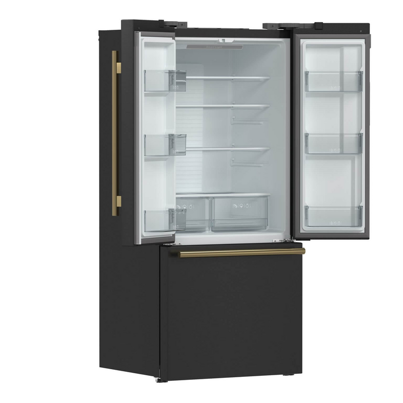 Forno Espresso GALLIPOLI 30" French Door 17.5 cu.ft. Stainless Steel Refrigerator in Black - FFFFD1974-31BLK
