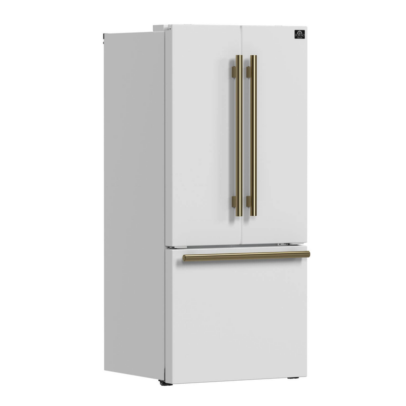 Forno Espresso GALLIPOLI 30" French Door 17.5 cu.ft. Stainless Steel Refrigerator in White - FFFFD1974-31WHT