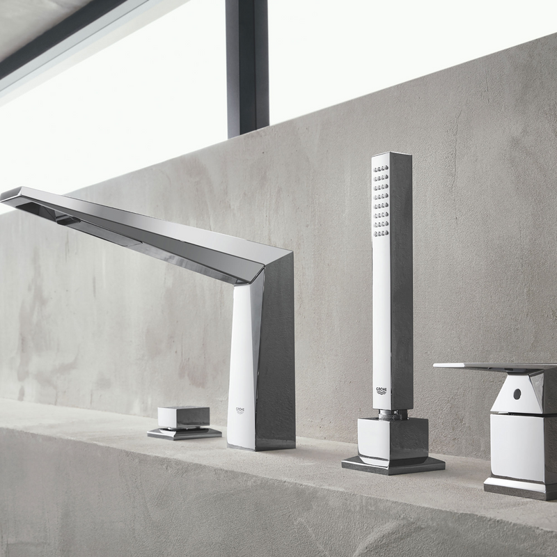 Grohe Allure Brilliant 4-Hole Single-Handle Deck Mount Roman Tub Faucet with 1.75 GPM Hand Shower