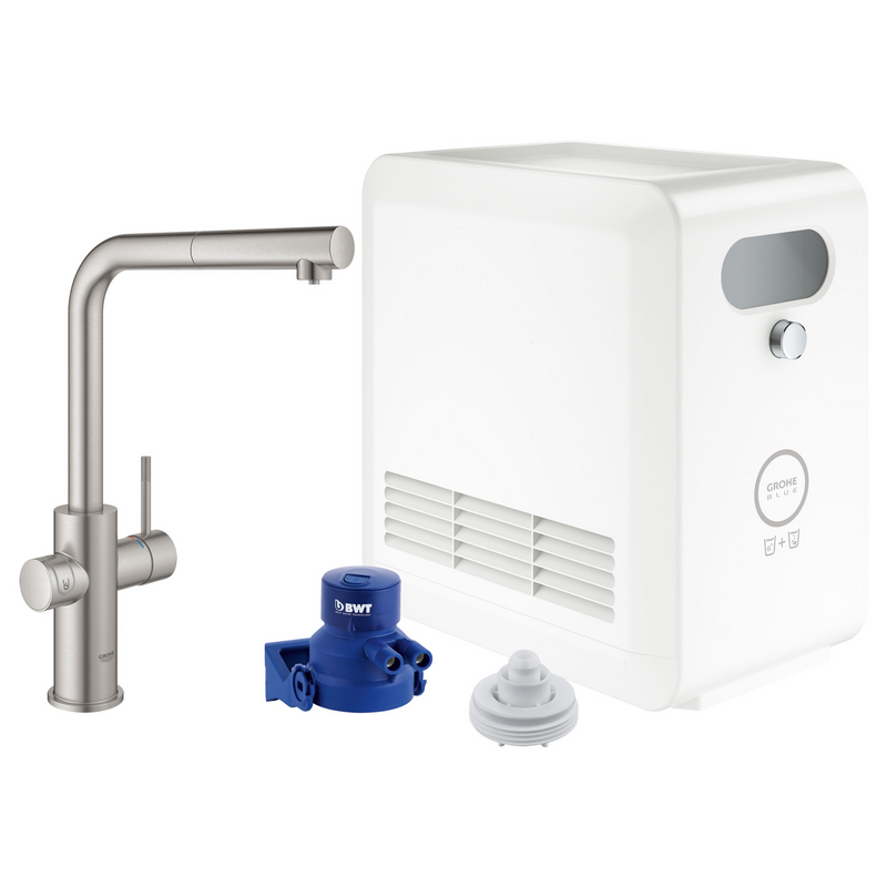Grohe BLUE Single-Handle Pull-Out Kitchen Faucet Single Spray 1.75 GPM With Chilled & Sparkling Water