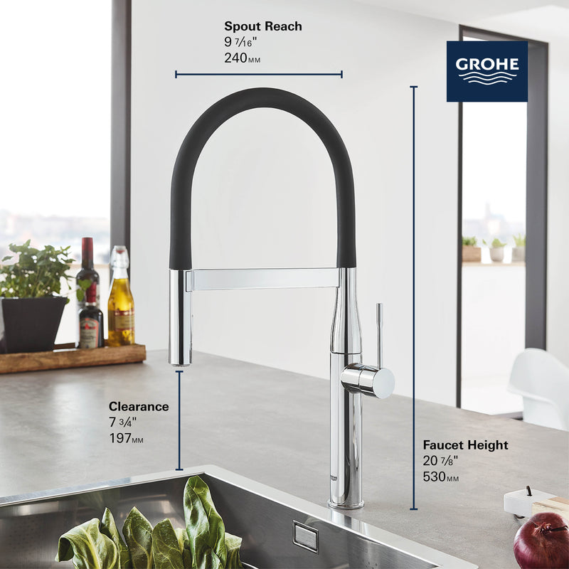 Grohe ESSENCE NEW Single-Handle Semi-Pro Dual Spray Kitchen Faucet 1.75 GPM
