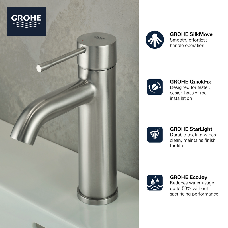 Grohe ESSENCE NEW Single Hole Single-Handle S-Size Bathroom Faucet 1.2 GPM
