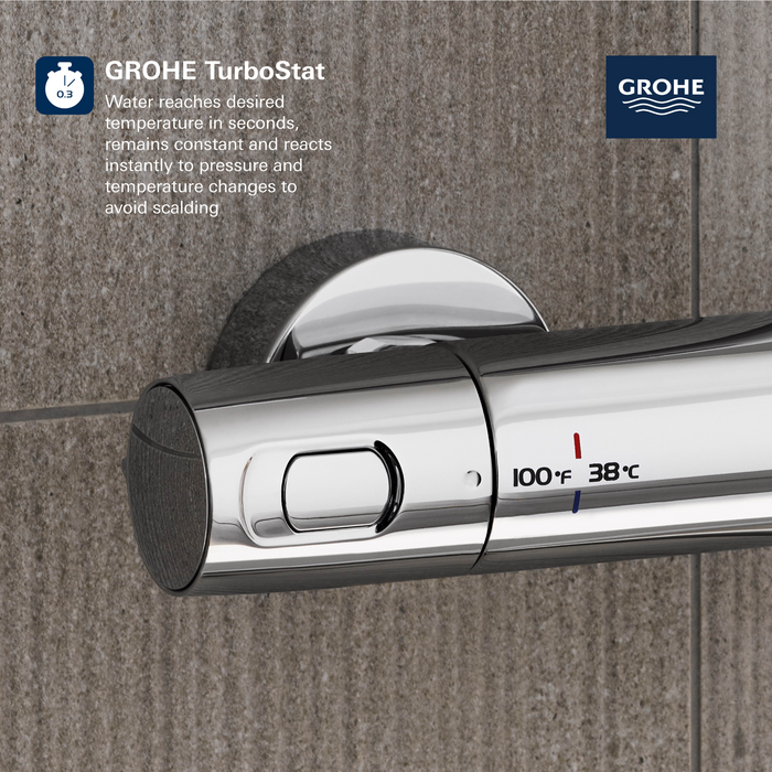 Grohe EUPHORIA 260 CoolTouch® Thermostatic Shower System, 1.75 Gpm — Rise