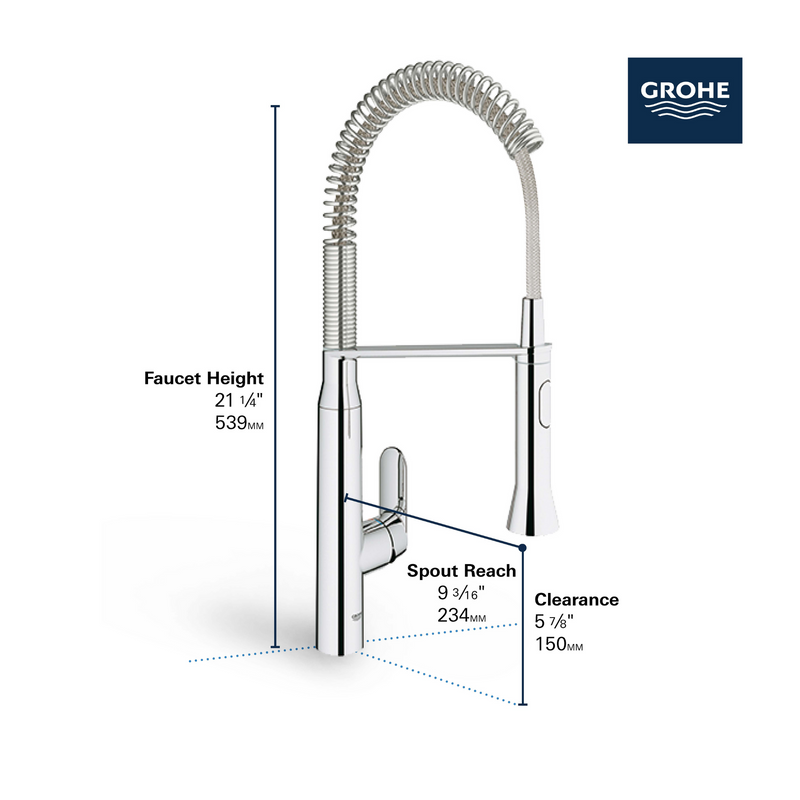 Grohe K7 Medium Single-Handle Semi-Pro Dual Spray Kitchen Faucet 1.75 GPM