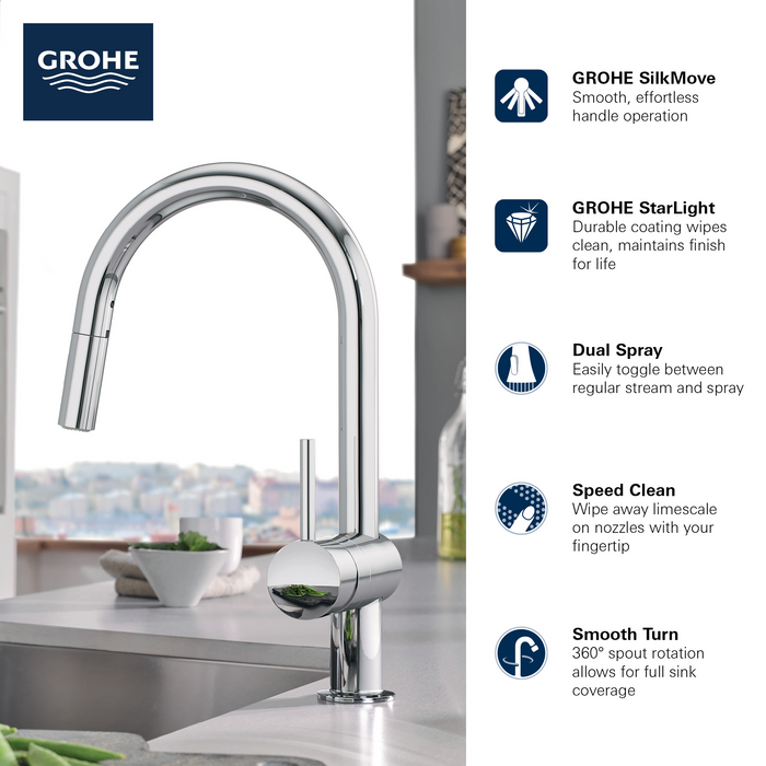 Grohe MINTA Single-Handle Pull-Down Kitchen Faucet Dual Spray 1.75 GPM