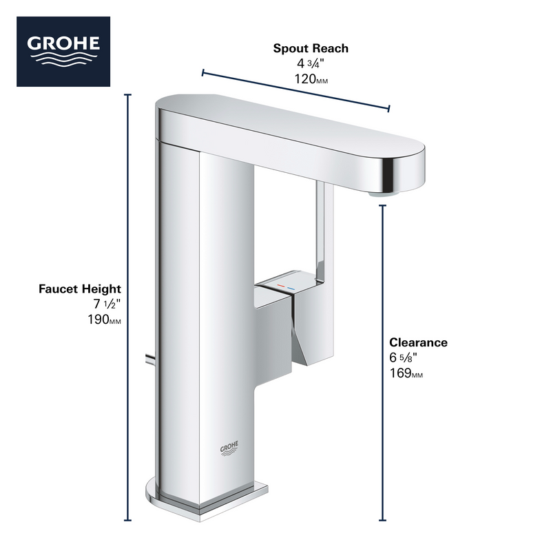 Grohe PLUS Single Hole Single-Handle M-Size Bathroom Faucet 1.2 GPM