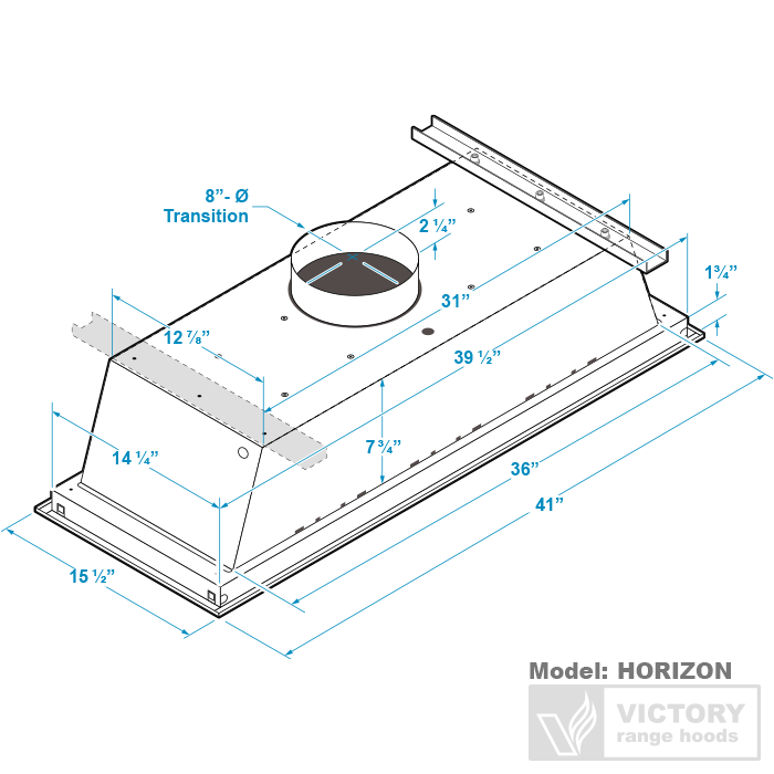 Victory Range Hoods Horizon Stainless Steel Flush Ceiling Mount Range Hood