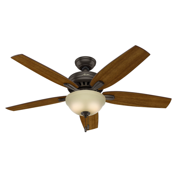 Hunter 52-Inch Newsome Frosted Amber Ceiling Fan with Light