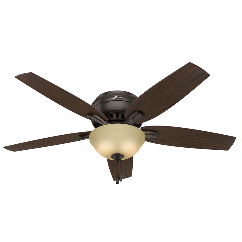 Hunter 52-Inch Newsome Low Profile Frosted Amber Ceiling Fan with Light