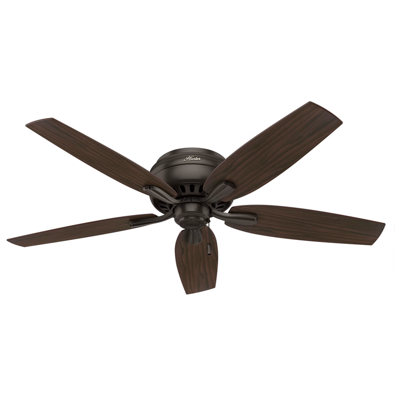 Hunter 52-Inch Newsome Low Profile Frosted Amber Ceiling Fan with Light