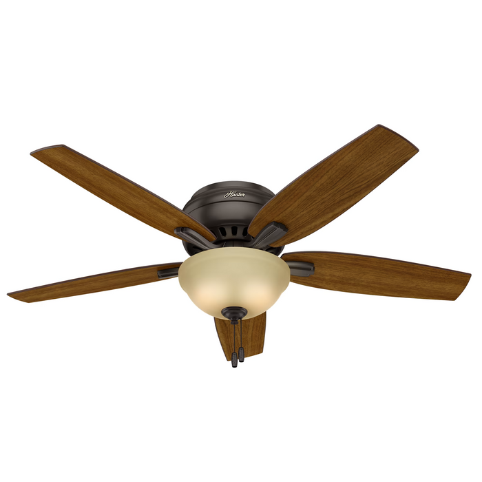 Hunter 52-Inch Newsome Low Profile Frosted Amber Ceiling Fan with Light