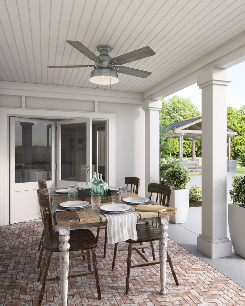 Hunter 52-inch Mill Valley Outdoor Low Profile Ceiling Fan With Light