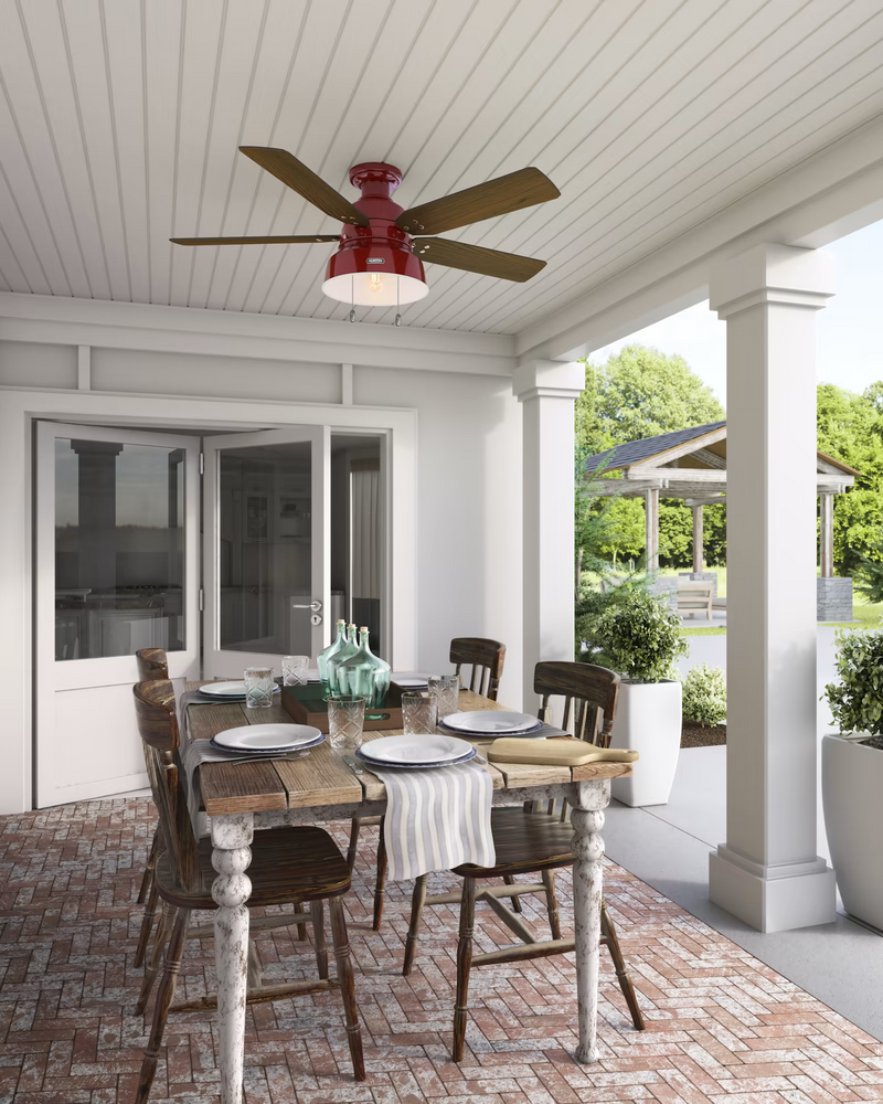 Hunter 52-inch Mill Valley Outdoor Low Profile Ceiling Fan With Light