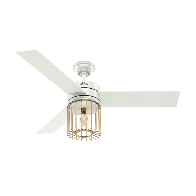 Hunter 52-inch Ronan Ceiling Fan with LED Light in Fresh White - Aged Oak