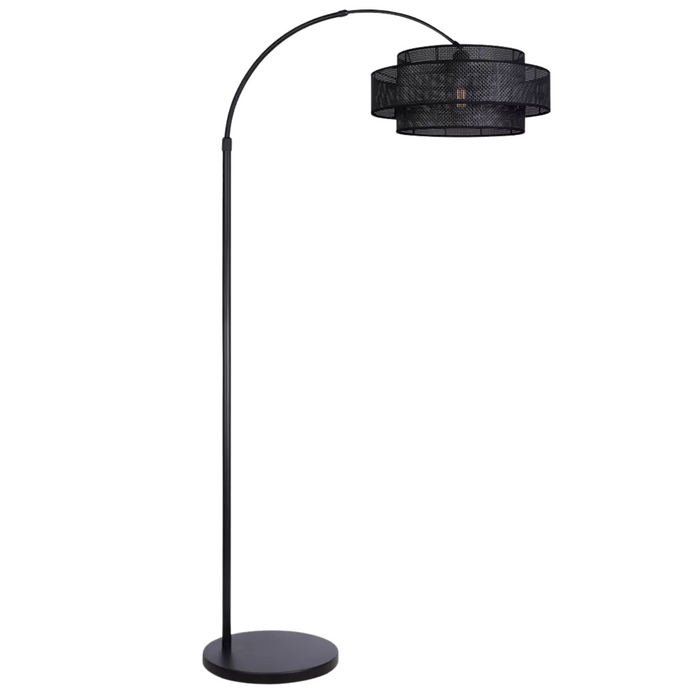 Canarm BELLAMY Matte Black with Black Rattan Shade Floor Lamp - IFL1149A82BK-BPR