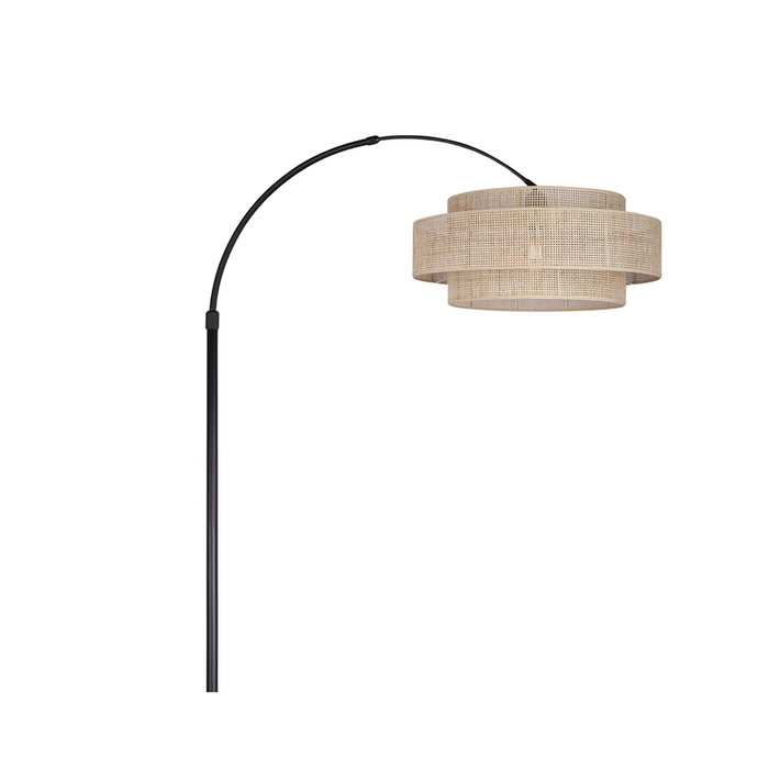 Canarm BELLAMY Matte Black with Natural Rattan Shade Floor Lamp - IFL1149A82BK-NR