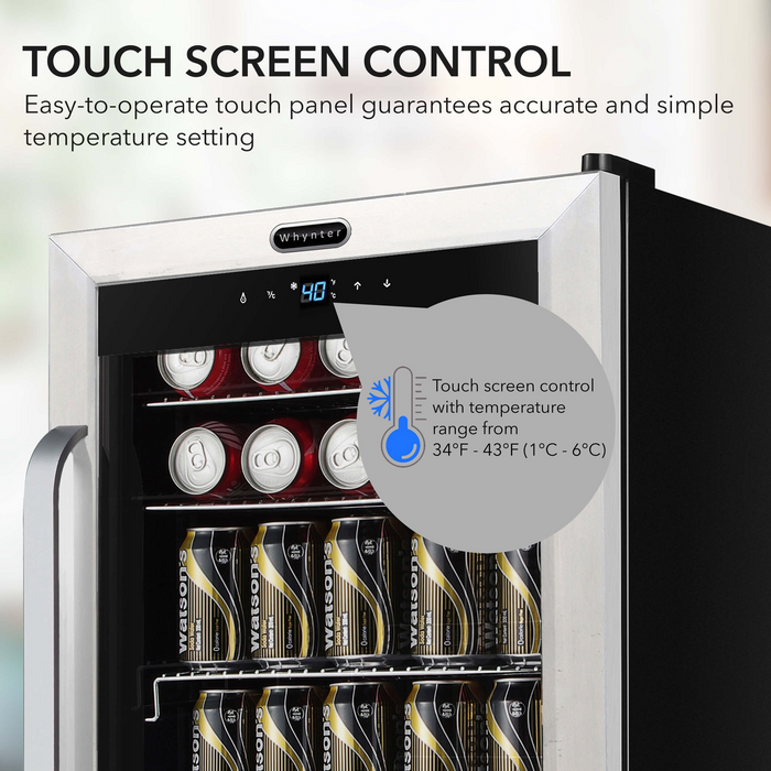 Whynter Freestanding 121 Can Beverage Refrigerator with Digital Control and Internal Fan