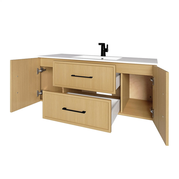 Cutler Cassidy 48" Single Sink Wall Mount Cultured Marble Top Bathroom Vanity