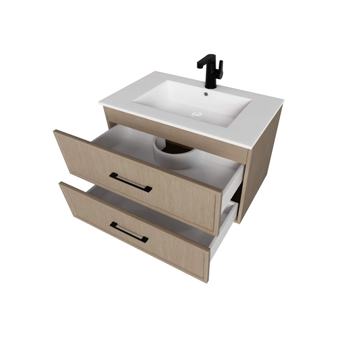 Cutler Cassidy 30" Single Sink Wall Mount Cultured Marble Top Bathroom Vanity