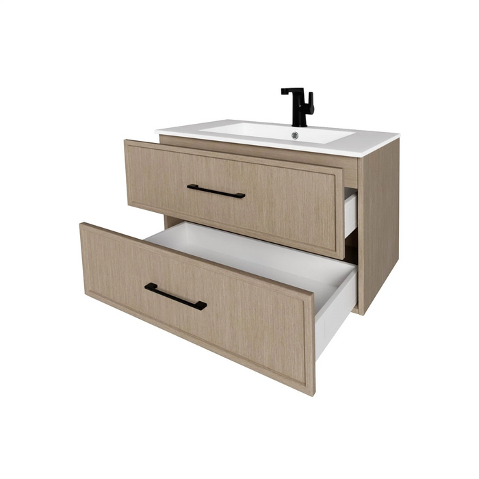 Cutler Cassidy 30" Single Sink Wall Mount Cultured Marble Top Bathroom Vanity