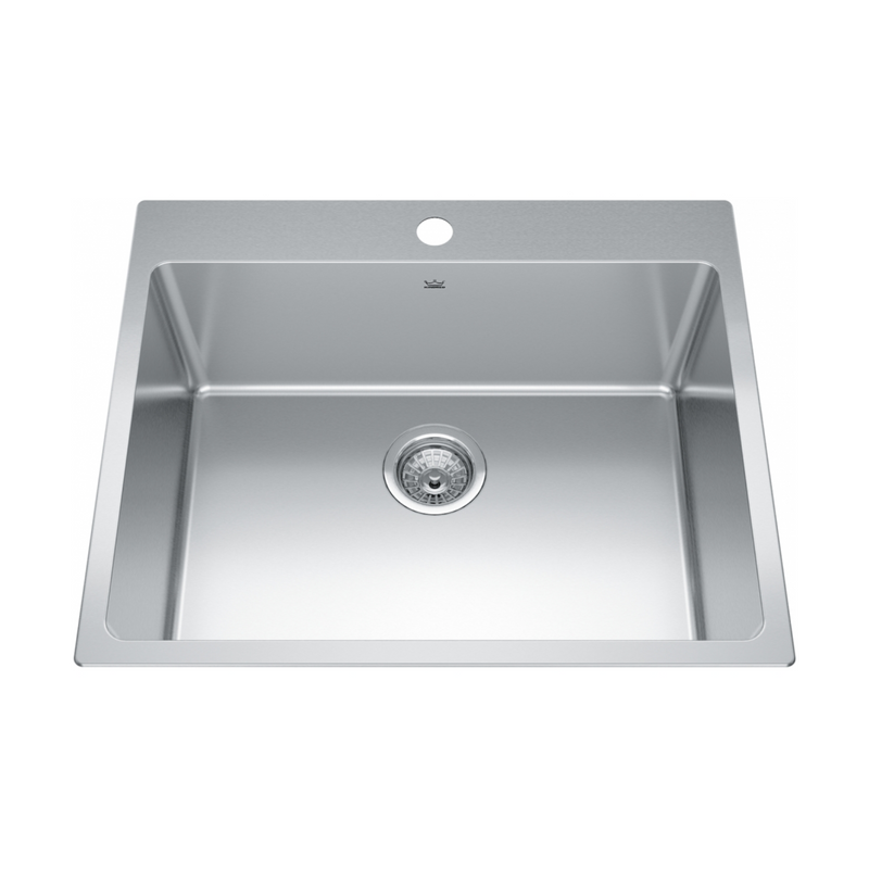 Kindred 25" Brookmore 1-Hole Single Bowl Stainless Steel Kitchen Sink - BSL2125-9-1N