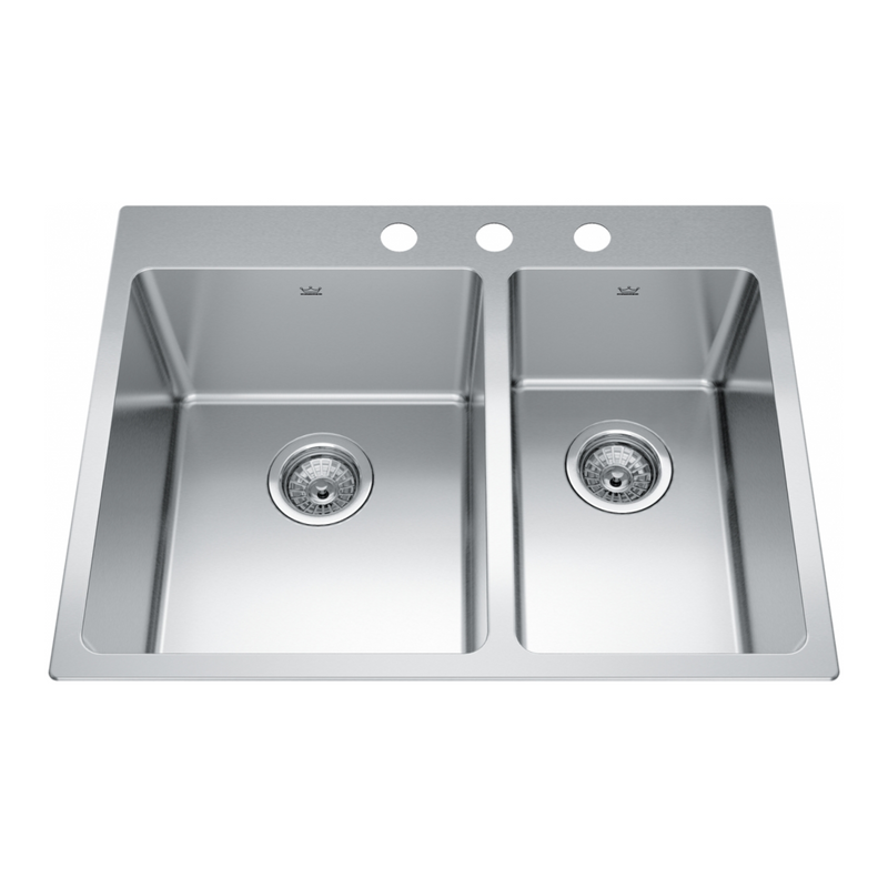 Kindred 27" Brookmore 3-Hole 1.5 Bowl Drop-In Kitchen Sink - BCL2127R-9-3N