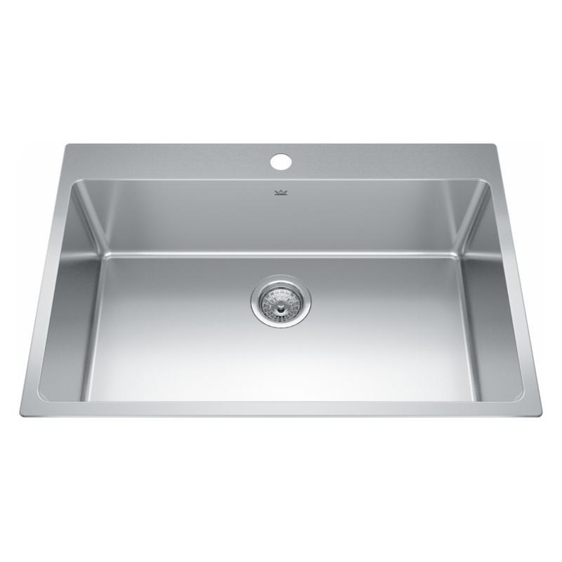 Kindred 31" Brookmore 1-Hole 1 Bowl Drop-In Kitchen Sink - BSL2131-9-1N