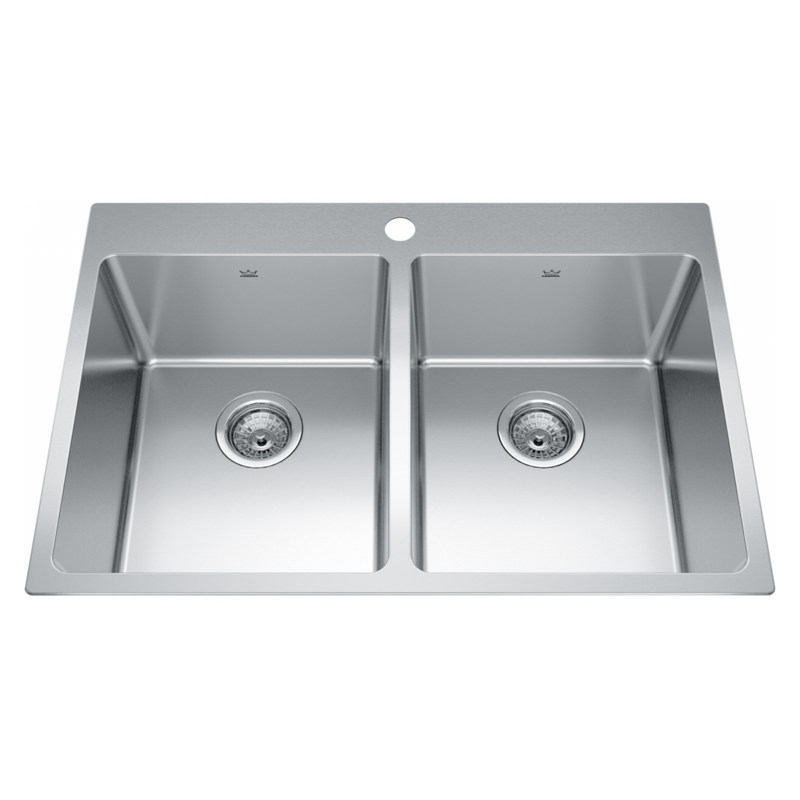 Kindred 31" Brookmore 1-Hole Double Bowl Drop-In Kitchen Sink - BDL2131-9-1N