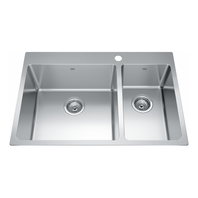 Kindred 31" Brookmore 3-Hole 1.5 Bowl Drop-In Kitchen Sink - BCL2131R-9-1N